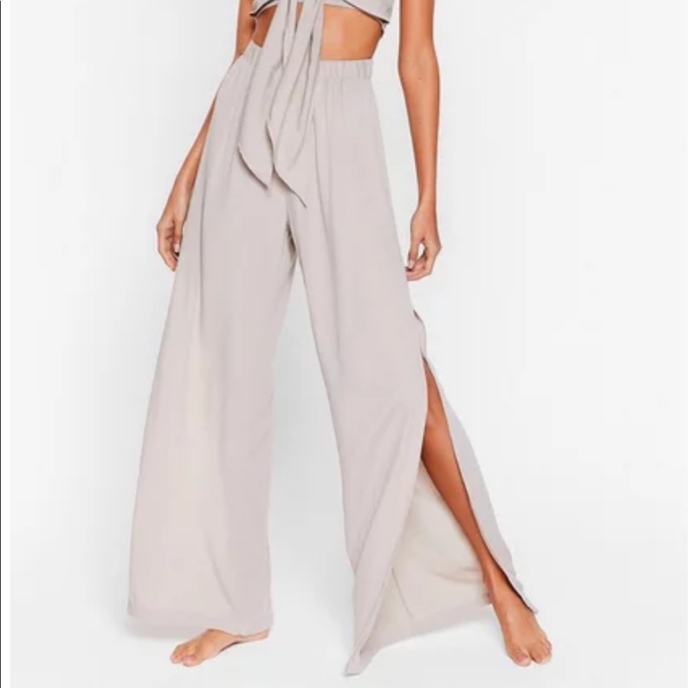 NASTY GAL WATER YOU UP WIDE LEG COVER UP Pants NEW 10
